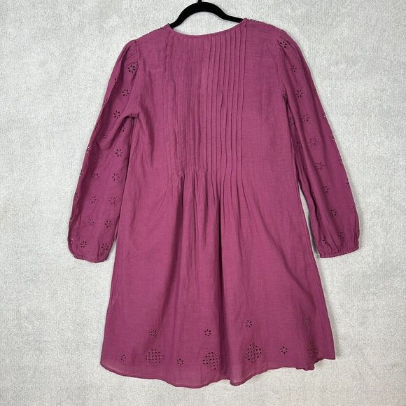 Sundance Chantae Eyelet Dress Pintuck Long Sleeve Buttons Womens XS Pink NWT - Picture 5 of 11